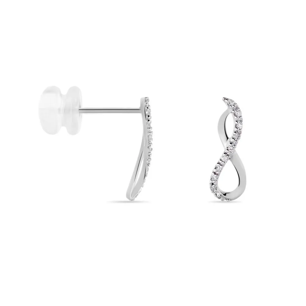 Boucles D'oreilles Puces Samy Or Blanc Diamant|Marc Orian Discount