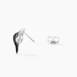 Boucles D'oreilles Puces Sculptural Or Blanc Diamant
