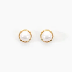 Boucles D'oreilles Puces Siera Or Jaune Perle De Culture|Marc Orian Hot