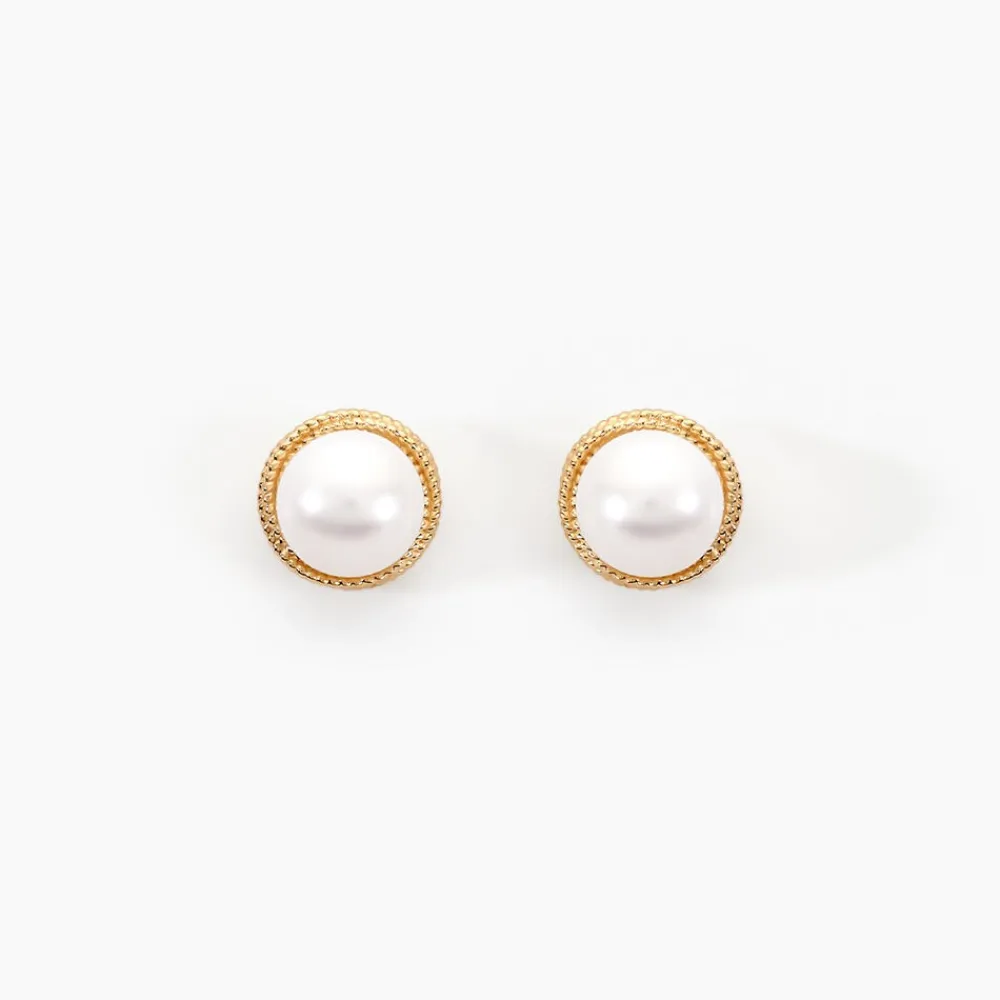 Boucles D'oreilles Puces Siera Or Jaune Perle De Culture|Marc Orian Hot
