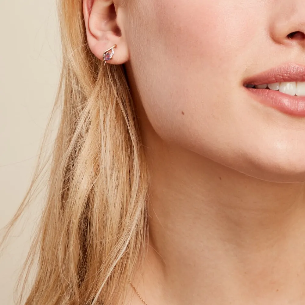 Boucles D'oreilles Puces Silucia Or Jaune Améthyste Oxyde De Zirconium|Marc Orian Hot