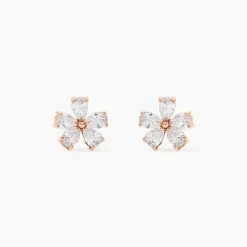 Boucles D'oreilles Puces Siriana Argent Rose Oxyde De Zirconium