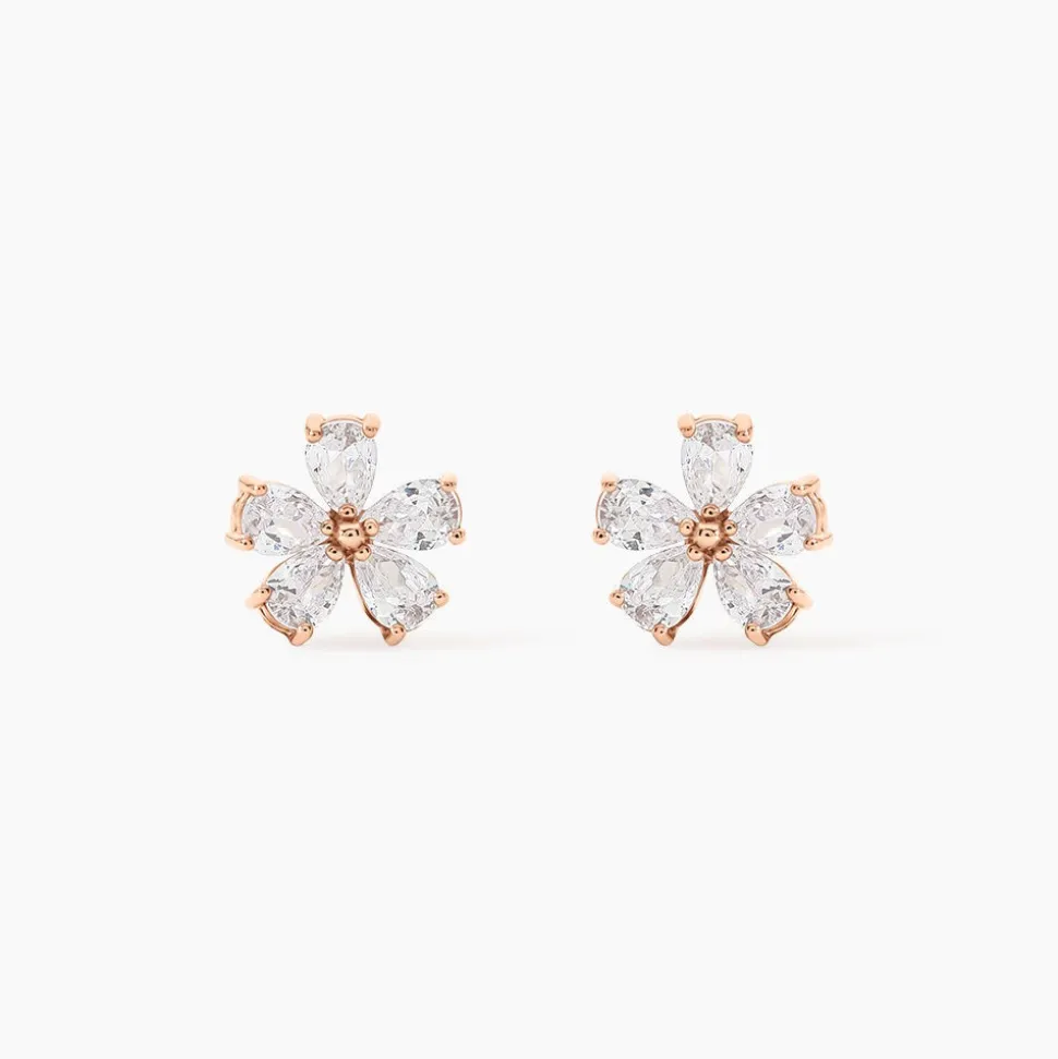 Boucles D'oreilles Puces Siriana Argent Rose Oxyde De Zirconium