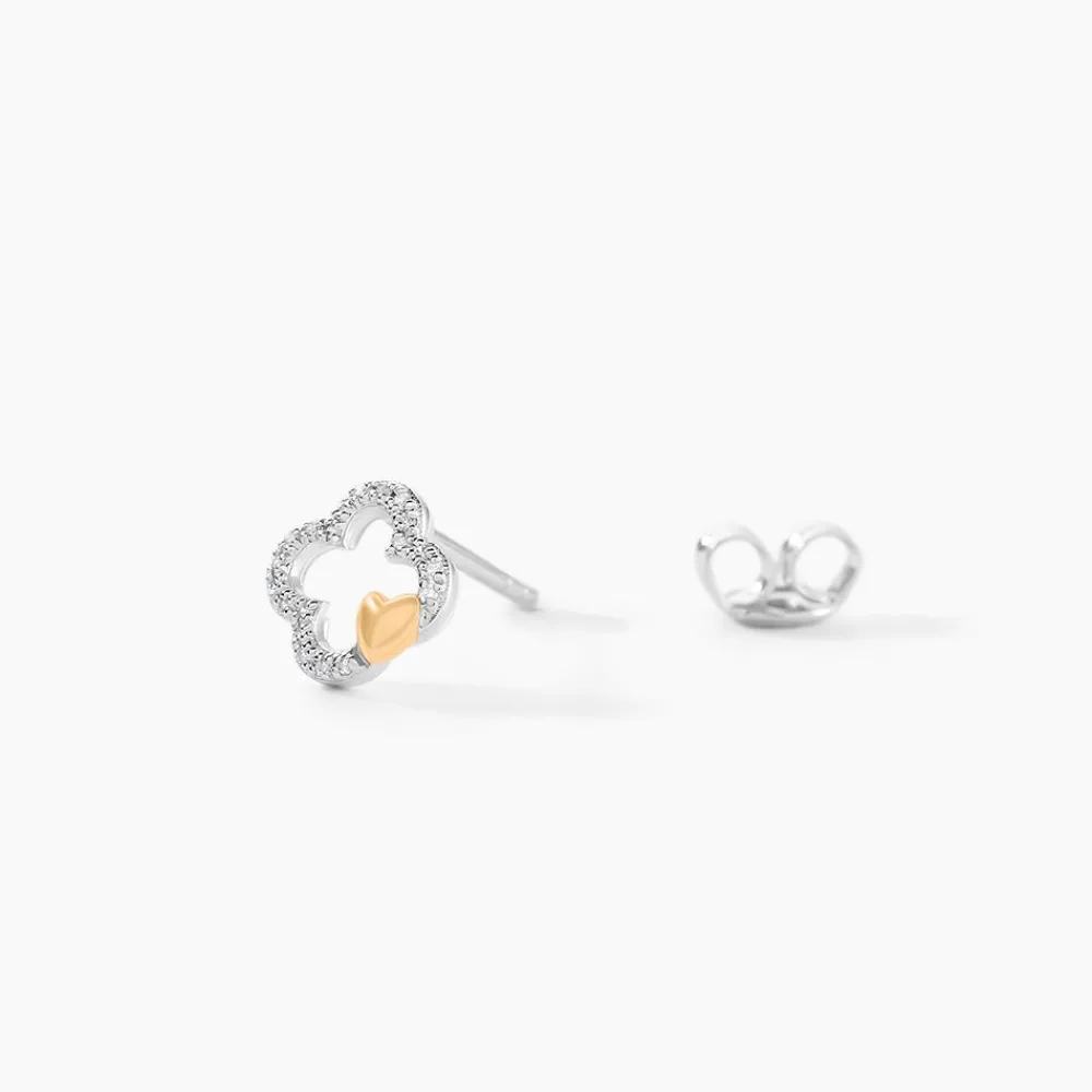 Boucles D'oreilles Puces Sorya Or Jaune Argent Blanc|Marc Orian