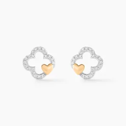 Boucles D'oreilles Puces Sorya Or Jaune Argent Blanc|Marc Orian