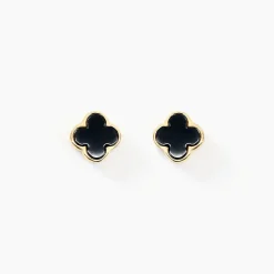 Boucles D'oreilles Puces Stellya Or Jaune Onyx