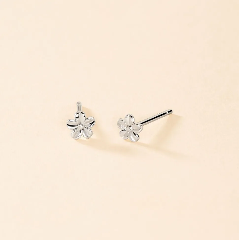 Boucles D'oreilles Puces Sulya Argent Blanc