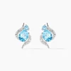 Boucles D'oreilles Puces Sunset Or Blanc Topaze Oxyde