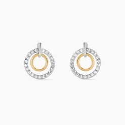 Boucles D'oreilles Puces Swane Or Jaune Argent Blanc Oxyde De Zirconium|Marc Orian Online