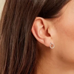 Boucles D'oreilles Puces Swane Or Jaune Argent Blanc Oxyde De Zirconium|Marc Orian Online
