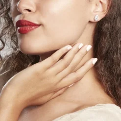 Boucles D'oreilles Puces Sylla Argent Blanc Oxyde De Zirconium