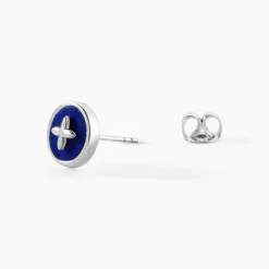 Boucles D'Oreilles Puces Talismania Argent Blanc Lapis Lazuli