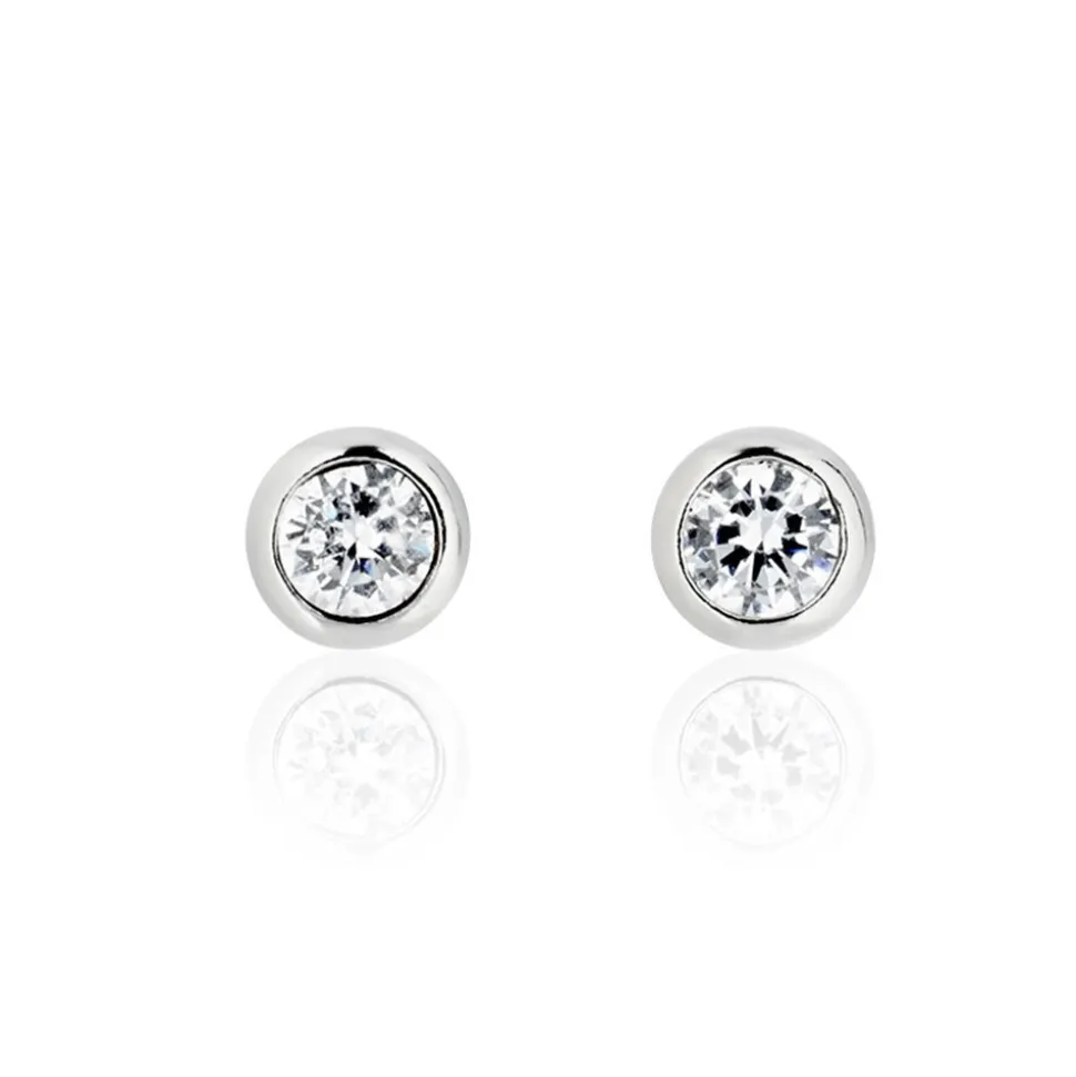 Boucles D'oreilles Puces Talya Argent Blanc Oxyde De Zirconium