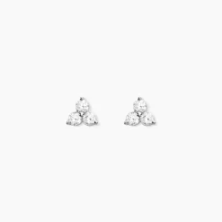 Boucles D'oreilles Puces Thylane Argent Blanc Oxyde De Zirconium
