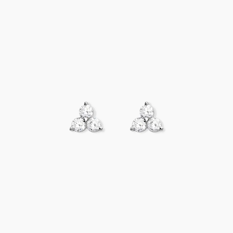 Boucles D'oreilles Puces Thylane Argent Blanc Oxyde De Zirconium