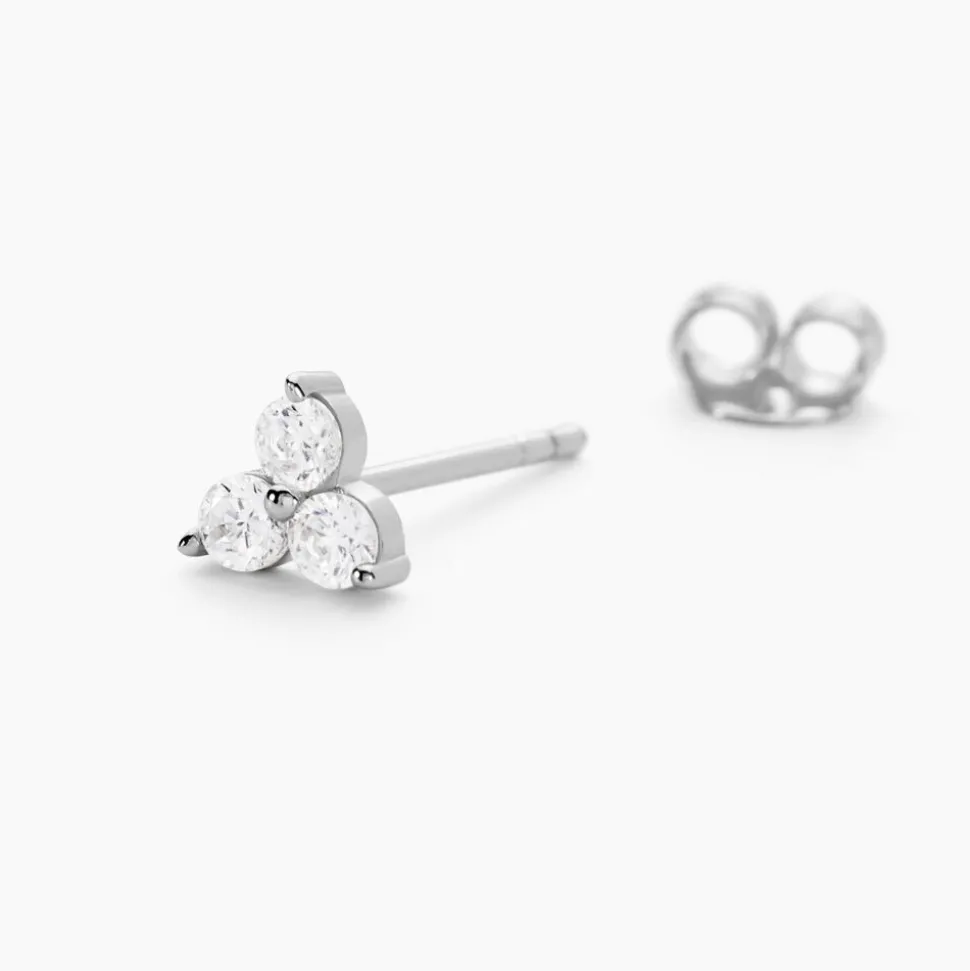 Boucles D'oreilles Puces Thylane Argent Blanc Oxyde De Zirconium