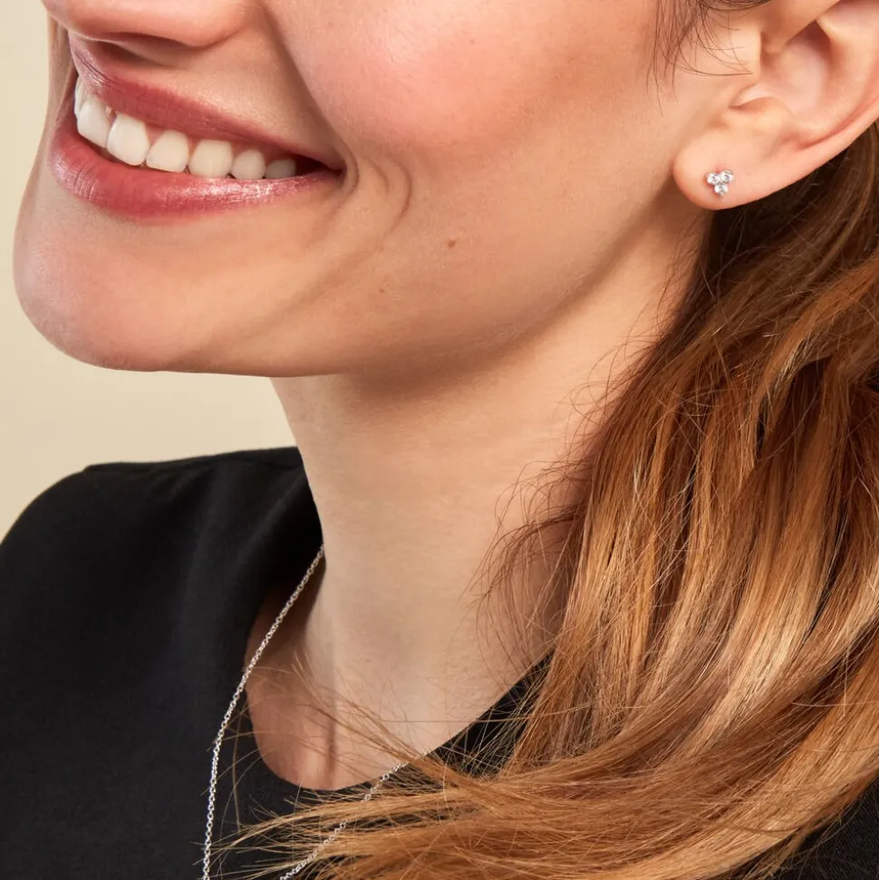 Boucles D'oreilles Puces Thylane Argent Blanc Oxyde De Zirconium