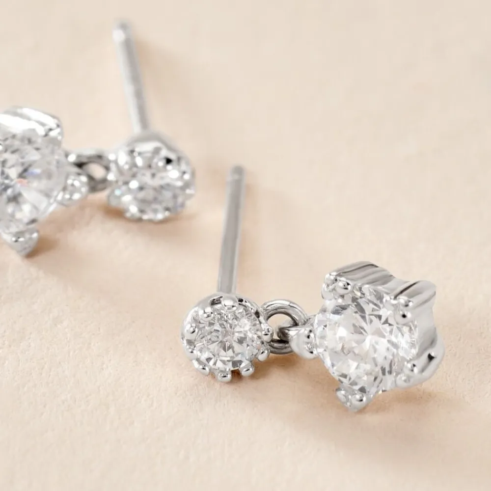 Boucles D'oreilles Puces Tibby Argent Blanc Oxyde De Zirconium|Marc Orian Clearance