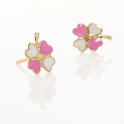Boucles D'oreilles Puces Trefle Email Or Jaune|Marc Orian