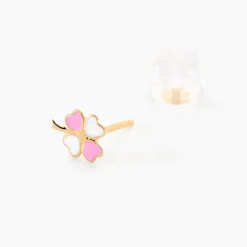 Boucles D'oreilles Puces Trefle Email Or Jaune|Marc Orian