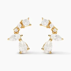 Boucles D'oreilles Puces Tyr Or Jaune Oxyde De Zirconium