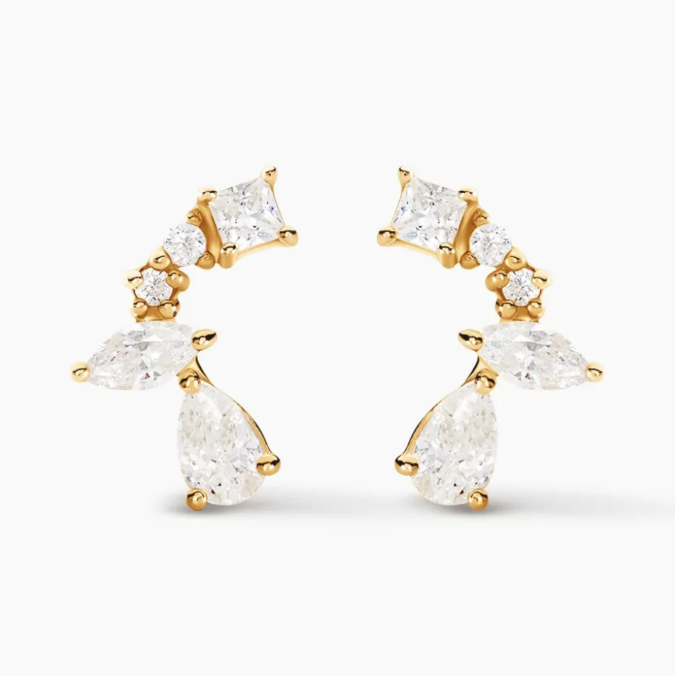 Boucles D'oreilles Puces Tyr Or Jaune Oxyde De Zirconium