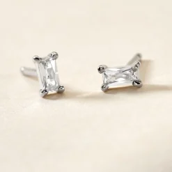 Boucles D'oreilles Puces Udia Argent Blanc Oxyde De Zirconium|Marc Orian Outlet