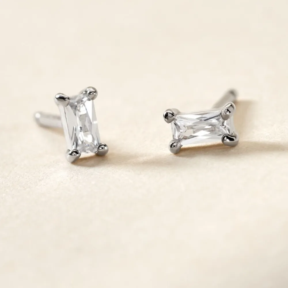 Boucles D'oreilles Puces Udia Argent Blanc Oxyde De Zirconium|Marc Orian Outlet