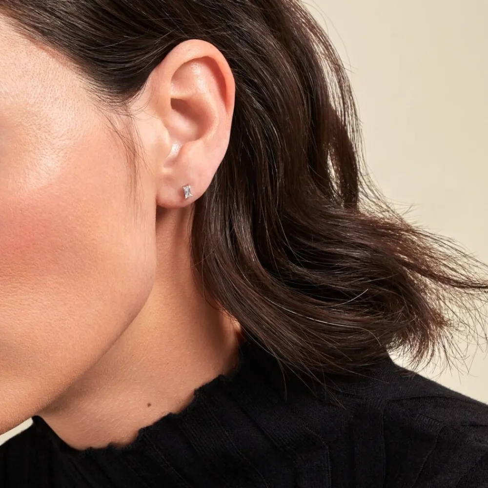Boucles D'oreilles Puces Udia Argent Blanc Oxyde De Zirconium|Marc Orian Outlet