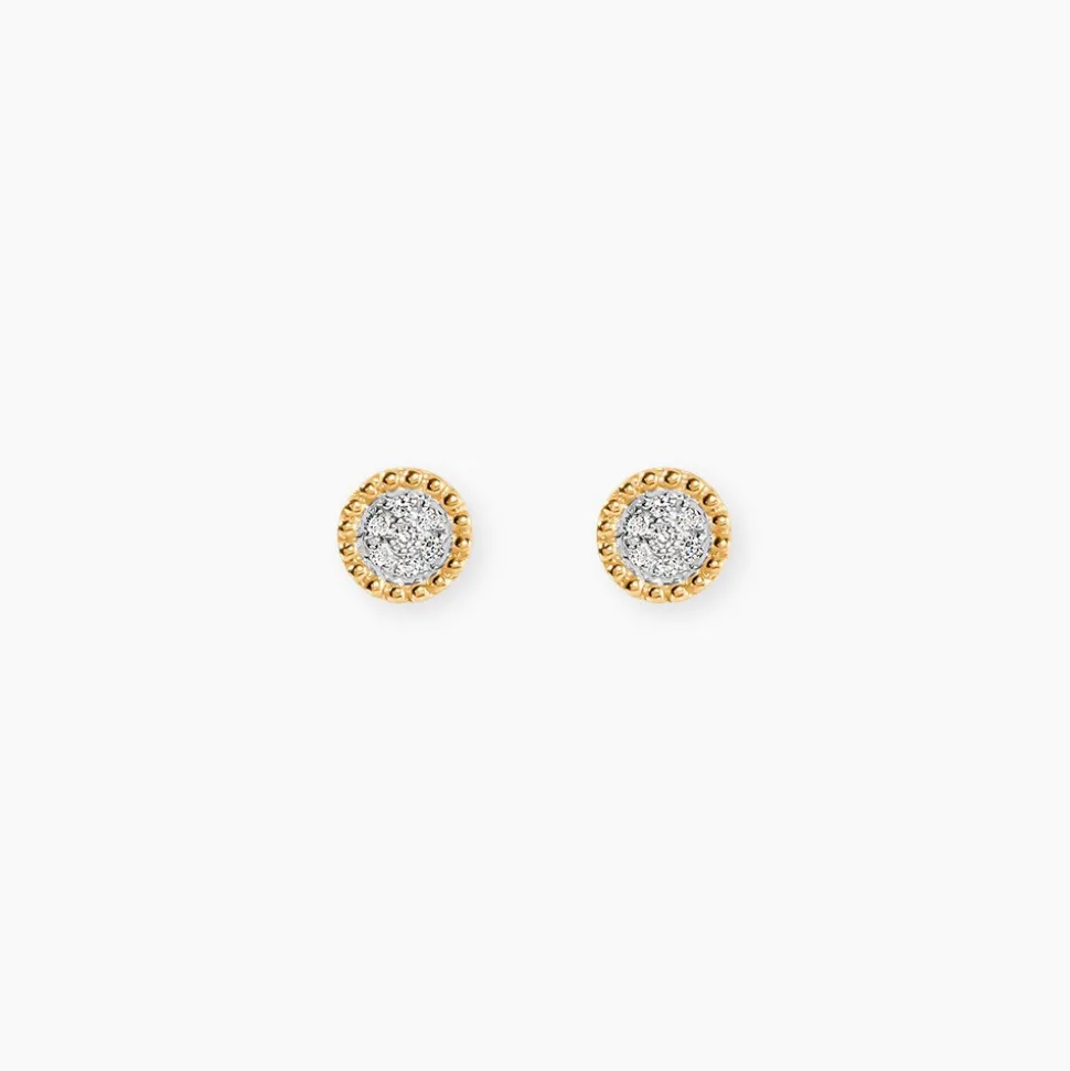 Boucles D'oreilles Puces Vaina Or Jaune Diamant