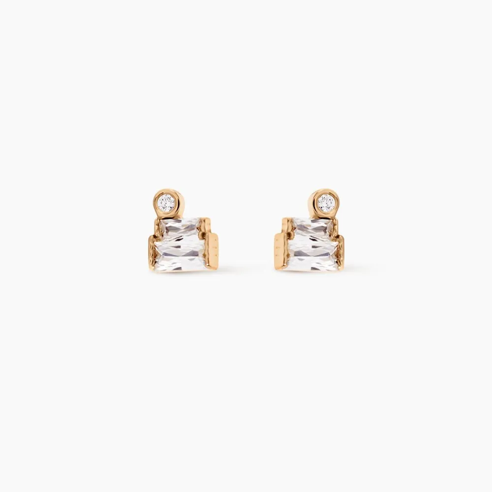 Boucles D'Oreilles Puces Valentyne Plaque Or Jaune Oxyde De Zirconium|Marc Orian Hot