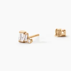Boucles D'Oreilles Puces Valentyne Plaque Or Jaune Oxyde De Zirconium|Marc Orian Hot