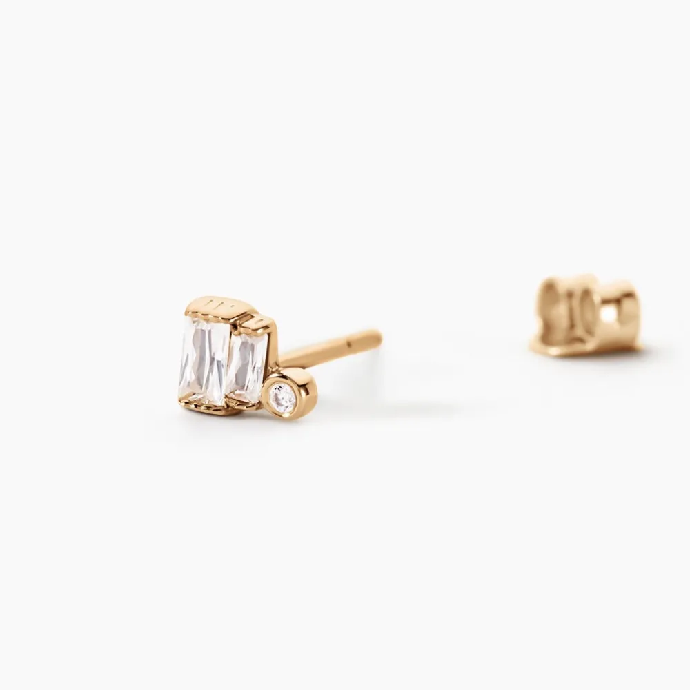 Boucles D'Oreilles Puces Valentyne Plaque Or Jaune Oxyde De Zirconium|Marc Orian Hot