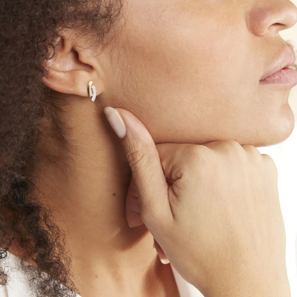 Boucles D'oreilles Puces Vero Or Jaune Oxyde De Zirconium|Marc Orian Outlet