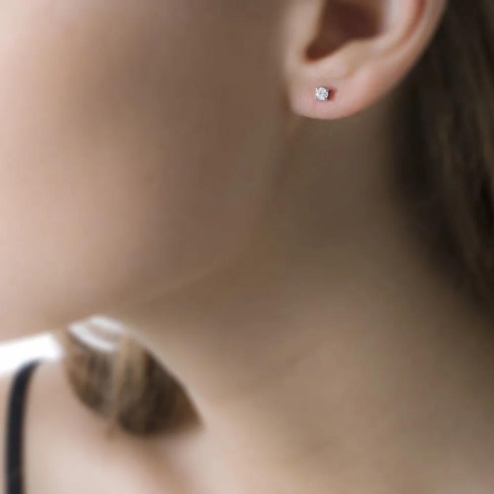 Boucles D'oreilles Puces Victoria Or Blanc Diamant|Marc Orian Clearance