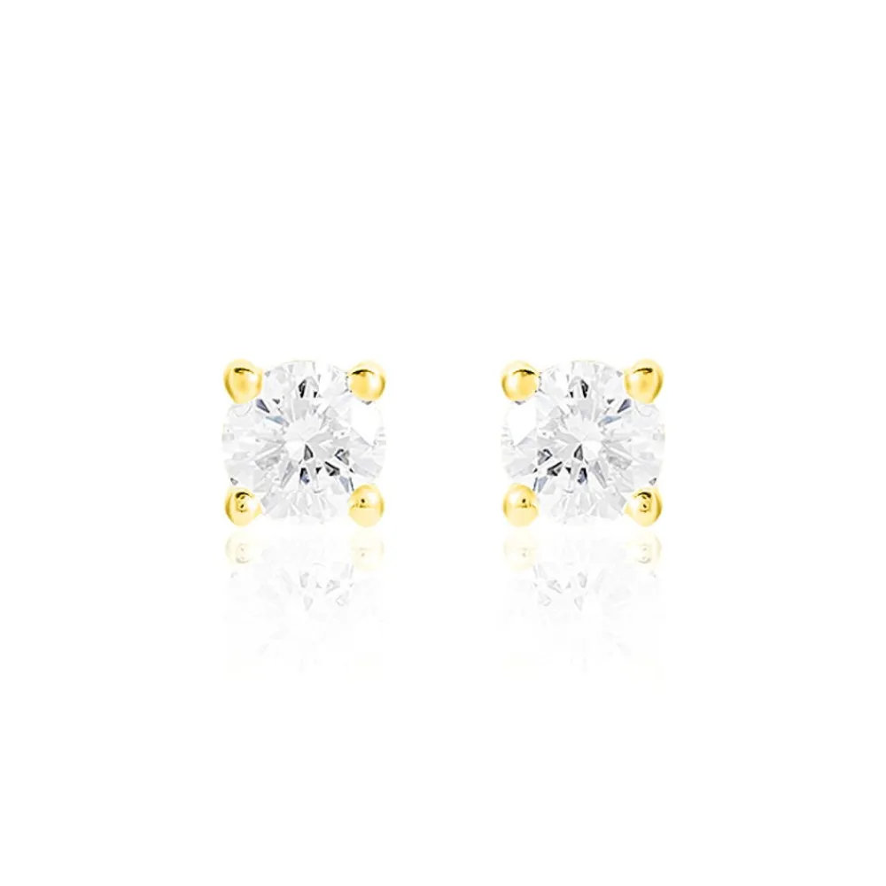 Boucles D'oreilles Puces Victoria Or Jaune Diamant|Marc Orian Online