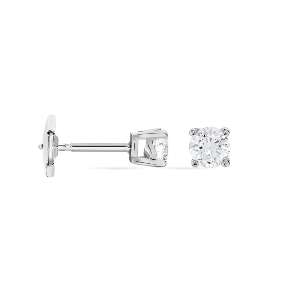 Boucles D'oreilles Puces Victoria Or Blanc Diamant|Marc Orian New