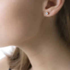Boucles D'oreilles Puces Victoria Or Blanc Diamant|Marc Orian New