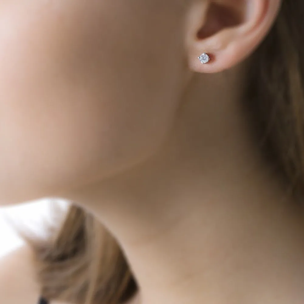 Boucles D'oreilles Puces Victoria Or Blanc Diamant|Marc Orian New