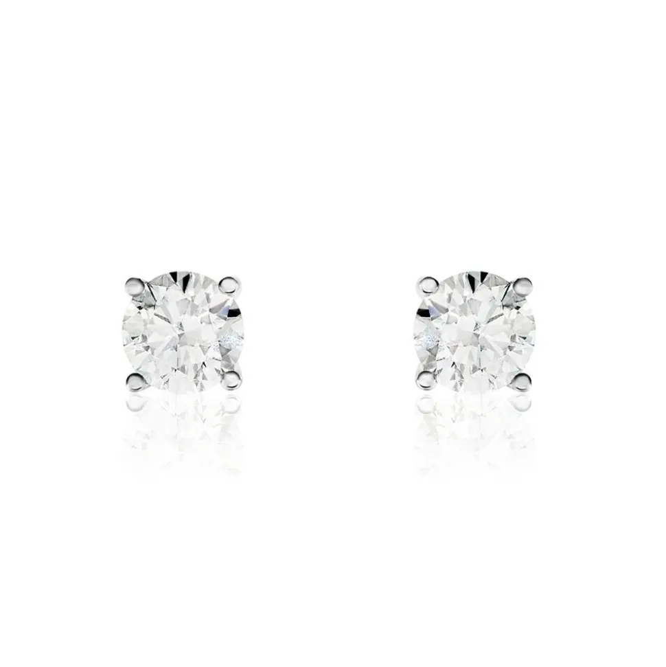 Boucles D'oreilles Puces Victoria Or Blanc Diamant