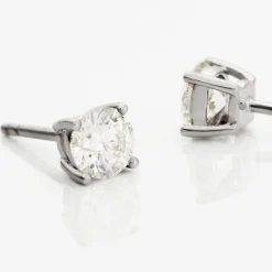 Boucles D'oreilles Puces Victoria Or Blanc Diamant