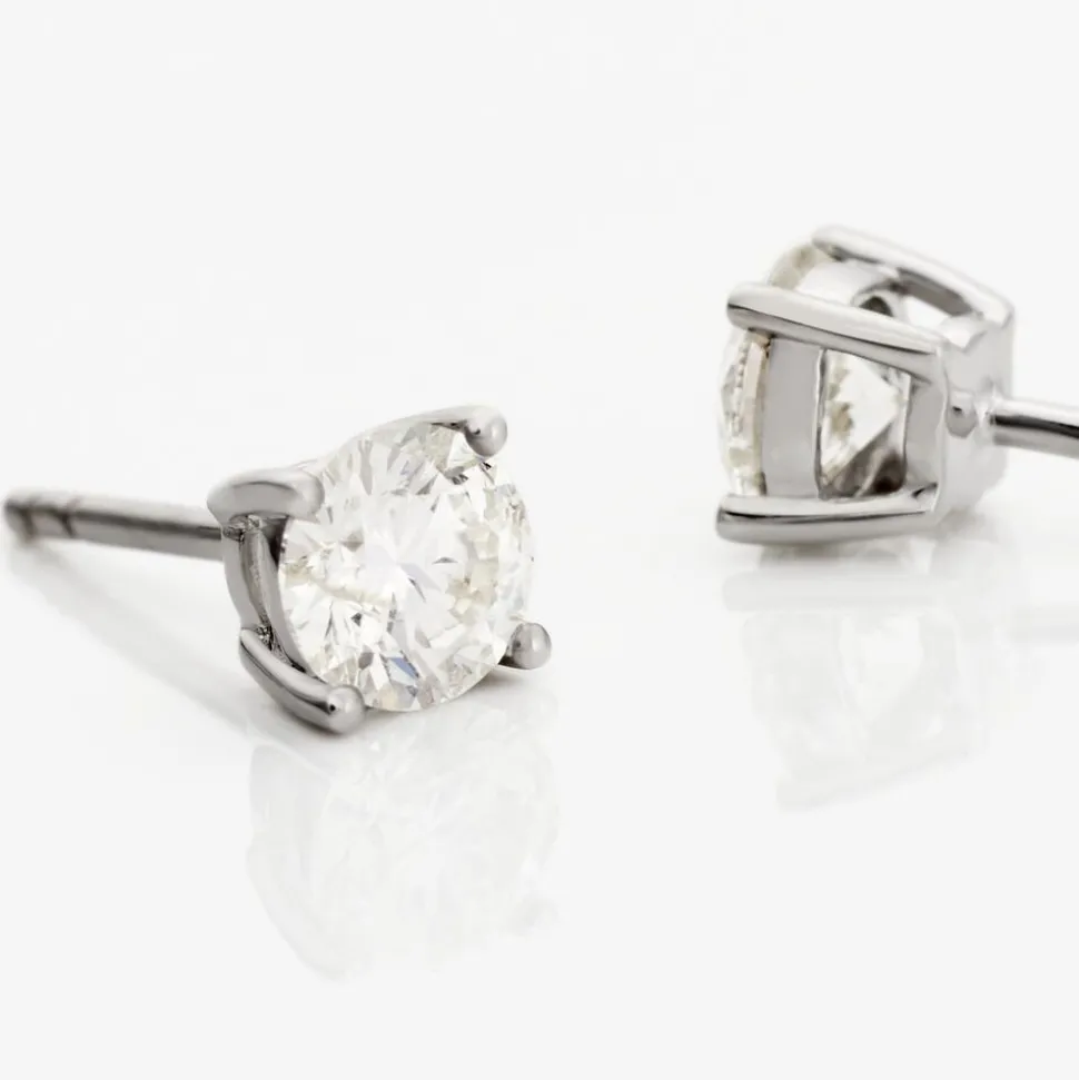 Boucles D'oreilles Puces Victoria Or Blanc Diamant