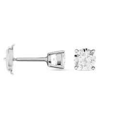 Boucles D'oreilles Puces Victoria Or Blanc Diamant
