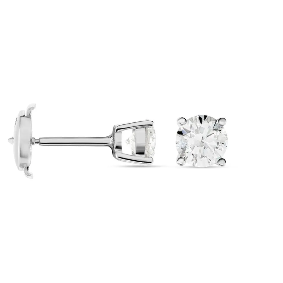 Boucles D'oreilles Puces Victoria Or Blanc Diamant