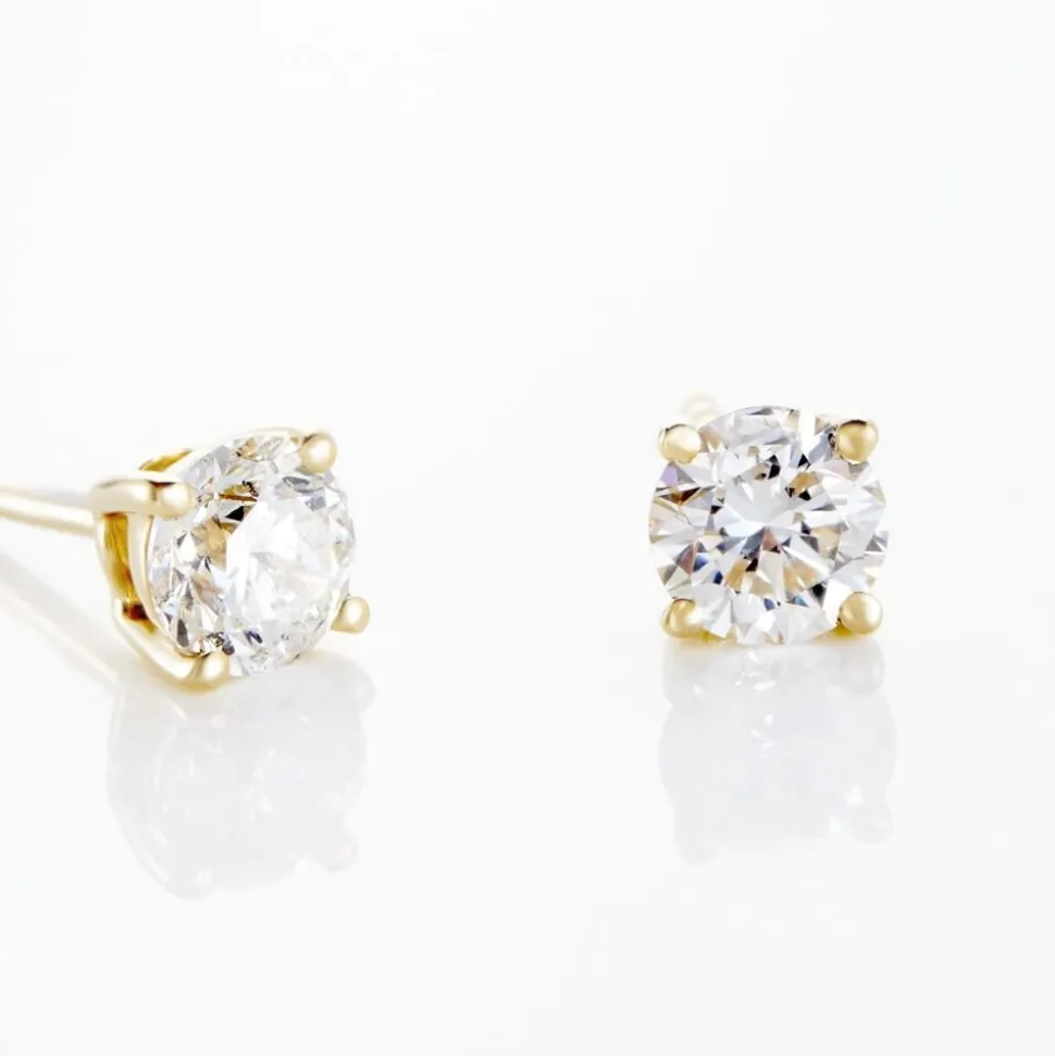 Boucles D'oreilles Puces Victoria Or Jaune Diamant