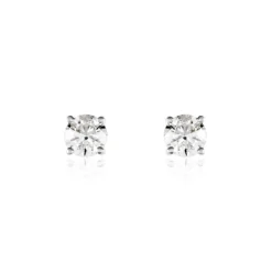 Boucles D'oreilles Puces Victoria Or Blanc Diamant