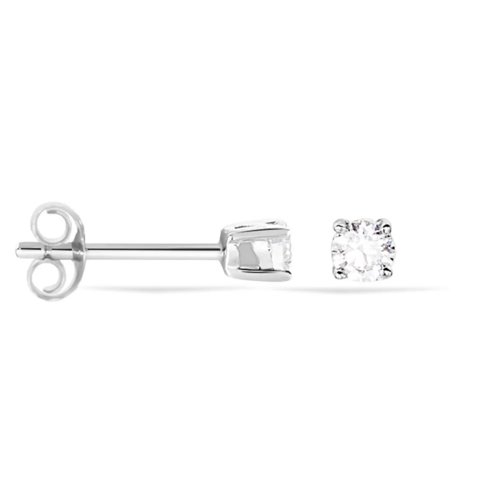 Boucles D'oreilles Puces Victoria Or Blanc Diamant|Marc Orian Online