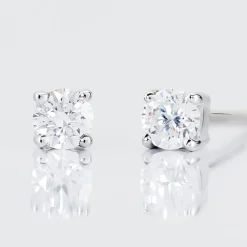 Boucles D'oreilles Puces Victoria Or Blanc Diamant|Marc Orian Online