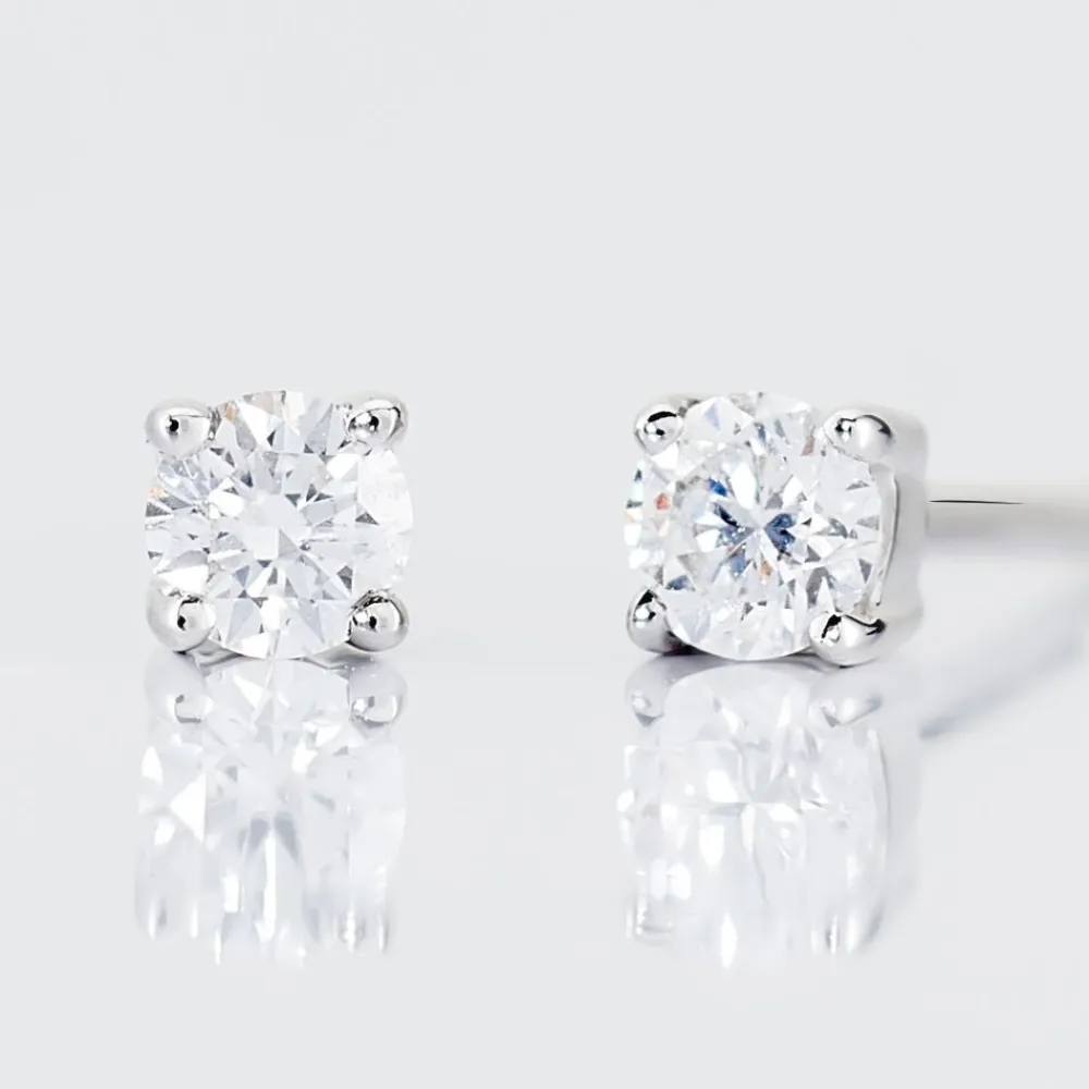 Boucles D'oreilles Puces Victoria Or Blanc Diamant|Marc Orian Online