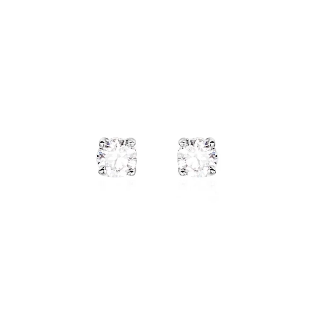 Boucles D'oreilles Puces Victoria Or Blanc Diamant|Marc Orian Online
